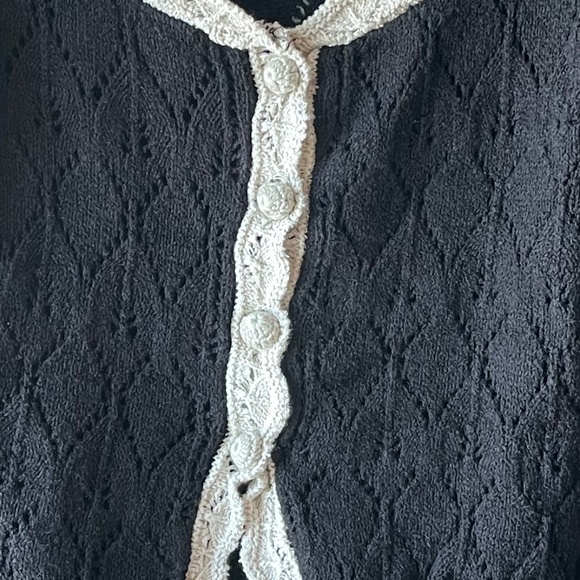 Free People Adelene Cardigan, Black Cream Combo, Large, NWT - Picture 4 of 6